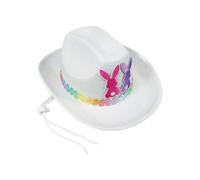 Chapeau de Cowboy de Pâques Oreilles de Lapin Non-tissé Western Mignon | Chapeau de pour Pâques pour Célébrations, Anniversaires, Réunions Familiales & Fêtes