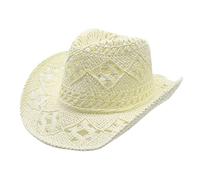 Chapeau de cowboy d'été pour femme et homme - Chapeau de cowboy creux - Chapeau de cowboy - Étoile, jaune, Taille unique