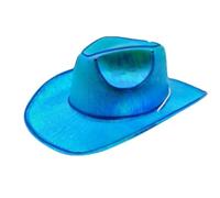 Chapeau de cowboy disco à LED, lumières rouges et bleues, chapeau de cowboy avec violet clignotant, fonctionne à piles, brille dans le noir pour discothèque, Halloween et fêtes, accessoire de