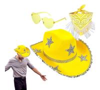Chapeau de cowboy disco bling pour femme - 3 chapeaux de cowboy à paillettes avec strass et étoile - Chapeau de cowgirl bling - Costume de fête d'Halloween pour rôle d'Halloween