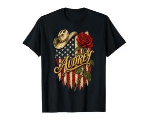 Chapeau de Cowboy Drapeau américain Audrey Rose T-Shirt Graphique avec Valeur