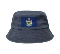 Chapeau de cowboy drapeau de l'État du Maine noir rétro et tendance adapté à tous les types d'activités de plein air, bleu marine, Taille unique