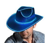 Chapeau de cowboy éclairé, chapeau de cowboy à LED - Chapeau de cowgirl Chapeaux - Chapeau LED qui brille dans le noir, chapeaux de cowboy pour les fêtes alimentés par batterie, chapeau de travestim