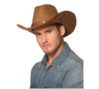 Chapeau de cowboy effet suède marron adulte