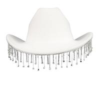 Chapeau de cowboy en cristal étincelant avec pompons pour enterrement de vie de jeune fille, cow-boy disco pour acteur, actrice, cowgirl chapeaux femmes