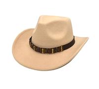 Chapeau de cowboy en cuir pour adulte - Style décontracté - Pour l'hiver - Pour homme, beige, M