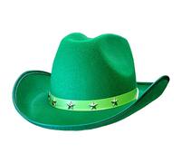 Chapeau de cowboy en feutre vert avec clous en forme d'étoile pour adulte
