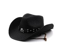 Chapeau de cowboy en paille de style ethnique pour homme - Chapeau de cowboy occidental - Chapeau d'église - Chapeau de cowboy - Chapeau de paille - Chapeau de bétail en feutre avec grand