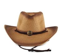 Chapeau de cowboy en paille occidentale pour homme Tavel Outsider Fedora Panama Paille Chapeaux de cowboy pour homme, kaki, taille unique