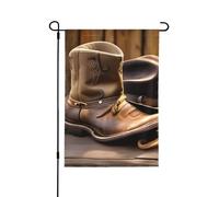 Chapeau de cowboy et bottes de jardin saisonniers pour l'extérieur, durable double face, drapeaux de cour de décoration de vacances