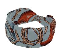 Chapeau de cowboy et fer à cheval Wild West - Large bandeau élastique pour femme - Pour le lavage du visage et le maquillage