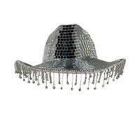 Chapeau de cowboy étincelant fait à la main avec pompons pour enterrement de vie de jeune fille, bal disco pour acteur, actrice