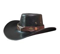 Chapeau de cowboy fait à la main à large bord avec ceinture en corne de taureau pour femme et homme, chapeau de cowgirl unisexe pour le camping, tête de taureau noir, 4-5
