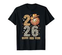 Chapeau de Cowboy imprimé léopard Happy New Year 2026 T-Shirt