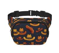 Chapeau de cowboy imprimé sac banane multifonctionnel, sac à bandoulière tendance unisexe, sac de rangement de sport de voyage