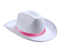 Chapeau de cowboy léger pour adultes et adolescents à bords larges Fedoras légers résistants au soleil chapeaux à bords roulés pour femme en feutre occidental mâle avec ficelle, Poudre blanche