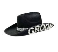 Chapeau de cowboy lumineux 2026 noir, Noir , Taille unique