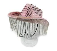 Chapeau de cowboy lumineux avec LED et pompons à paillettes pour club, carnaval, fêtes, vacances pour femme, comédien, actrice, cowgirl, mariée, cowgirl, chapeaux pour femmes, chapeaux occidentaux