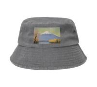 Chapeau de cowboy Mt. Fuji in The Distance - Noir - Rétro et tendance - Convient à tous les types d'activités de plein air, gris, Taille unique
