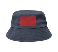 Chapeau de cowboy noir avec drapeau du Maroc imprimé tendance adapté pour les voyages et la pêche en plein air, bleu marine, Taille unique