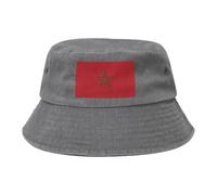 Chapeau de cowboy noir avec drapeau du Maroc imprimé tendance adapté pour les voyages et la pêche en plein air, Gris, taille unique