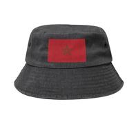 Chapeau de cowboy noir avec drapeau du Maroc imprimé tendance adapté pour les voyages et la pêche en plein air, Noir/blanc, taille unique