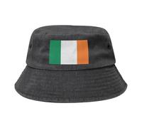 Chapeau de cowboy noir avec drapeau irlandais imprimé tendance adapté pour les voyages en plein air et la pêche, Noir/blanc, taille unique