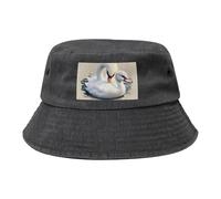 Chapeau de cowboy noir avec joli petit cygne imprimé tendance adapté pour les voyages en plein air et la pêche, Noir/blanc, taille unique