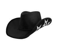 CHAPEAU DE COWBOY NOIR ÉTOILE STRASS ARGENT ADULTE