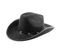 Chapeau de cowboy noir pour adulte avec motif étoile cloutée - Accessoire de déguisement western classique pour festivals, rodéos, soirées à thème, événements costumés et soirées à la campagne