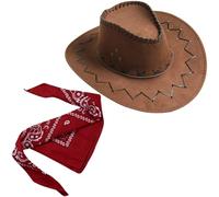 Chapeau De Cowboy Occidental avec Bandana, Chapeaux De Fête De Cowboy Bandannas Pack Western Cowboy Chapeau pour Halloween Cosplay Costume Sophofy Fête Accessoires