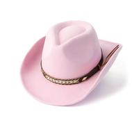 Chapeau de cowboy occidental avec style ethnique en laine à bord moyen pour l'extérieur et les loisirs (taille unique) rose