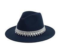 Chapeau de cowboy occidental pour homme et femme - Accessoire de costume de danse country avec strass - Design élégant en forme de cœur - Pour festival de musique country (bleu marine, taille unique)