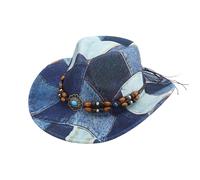 Chapeau de cowboy occidental pour homme et femme - Chapeau élégant à large bord avec bande de perles - Chapeau classique pour l'extérieur et la campagne, BU1., M