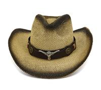 Chapeau de cowboy occidental tendance avec ceinture pour peinture sur la tête, chapeau de paille de cowboy SunProtect pour le Nouvel An, Thanksgiving, enfants, garçons, costume de cowgirl