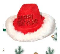 Chapeau de Cowboy pour Chien,Couvre-Chef Réglable avec Bordure en Fausse Fourrure Blanche | Couvre-Chef pour Animaux avec Éléments De Noël | pour Chaton Chiot Fête Mariage Hiver Cosplay Action De