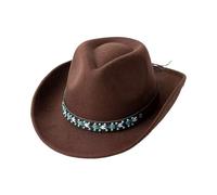 Chapeau de cowboy pour enfants garçons et filles, chapeau western avec ceinture à boucle et chapeau Fedora à large bord pour déguisement (café, taille unique)
