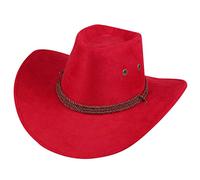 Chapeau de cowboy pour femme - Casquette western - Chapeau de soleil large - Chapeau de cowboy d'hiver (rouge, taille unique)