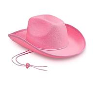 Chapeau de cowboy pour femme et homme - Accessoire de cowboy en feutre - Chapeau de princesse pour enterrement de vie de jeune fille - Rose