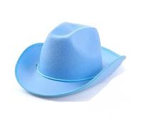 Chapeau de cowboy pour femme et homme - Accessoire de cowboy en feutre - Chapeau de princesse pour enterrement de vie de jeune fille - Bleu