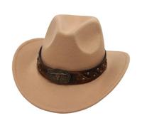 Chapeau de Cowboy pour Femme et Homme Le Rancher Western Chapeau en Feutre Chapeaux Fedora à Bord Large Extérieur avec Boucle de Ceinture Rétro Unisexe Chapeau Roulé