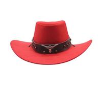 Chapeau de Cowboy pour Femme et Homme Le Rancher Western Chapeau en Feutre Chapeaux Fedora à Large Bord Façonnable Extérieur avec Boucle de Ceinture Rétro Unisexe Chapeau Roulé