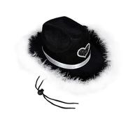 Chapeau de cowboy pour femmes et hommes -Chapeau de cow-boy en coeur avec fourrure BRIM | Western a entendu le chapeau extérieur | Accessoires de coiffure de vacances du festival Wome