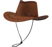 Chapeau de Cowboy pour Femmes Hommes, Grand Chapeau de Cow-Girl éphémère, Style Ouest Vintage de Style Occidental avec Bracelet ajusté 22.1-22,8 Pouces de café de Cowboy Femme
