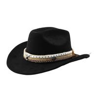 Chapeau de cowboy pour homme - Costume de carnaval des années 80 - Chapeau de cowgirl Western - Chapeau de soleil culte - Style occidental - Avec bord - Respirant - En velours synthétique - Avec bande