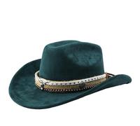 Chapeau de cowboy pour homme - Costume de carnaval des années 80 - Chapeau de cowgirl Western - Chapeau de soleil culte - Style occidental - Avec bord - Respirant - En velours synthétique - Avec bande