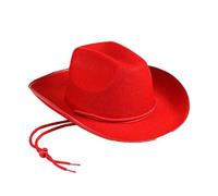Chapeau de cowboy pour homme et femme - Accessoire de cowboy en feutre - Chapeau de princesse pour enterrement de vie de jeune fille - Rouge