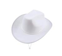 Chapeau de cowboy pour homme et femme - Accessoire de cowboy en feutre - Chapeau de princesse pour enterrement de vie de jeune fille - Pour fête costumée (beige blanc)