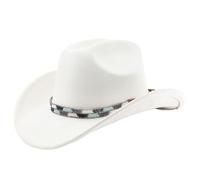Chapeau de cowboy pour homme - Respirant - En velours synthétique - Avec bande intérieure réglable - Costume de carnaval des années 80 - Style occidental - Avec bord - Chapeau de soleil, O beige