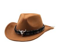 Chapeau de cowboy pour tout-petit - Chapeau de bowler jazz - Décoration de tête de vache - Style ethnique - Chapeau de famille, marron, M